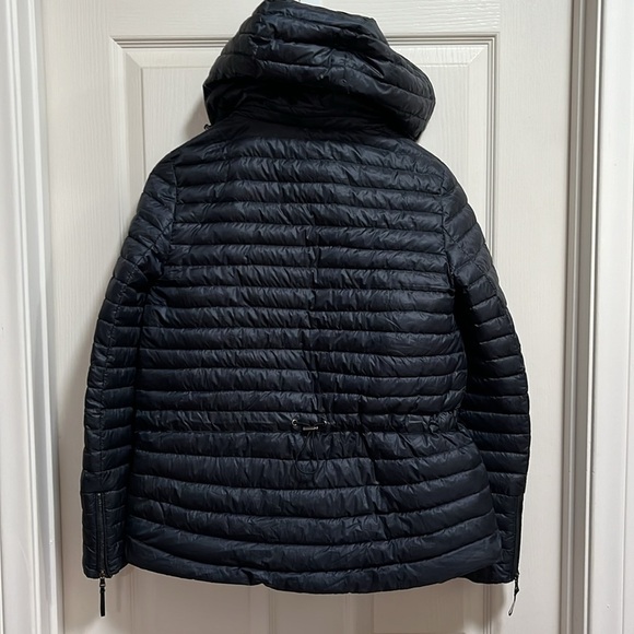 Zara Packable Down Puffer Jacket Coat Navy Blue S Hooded 90% Duck Down Warm - Picture 2 of 11